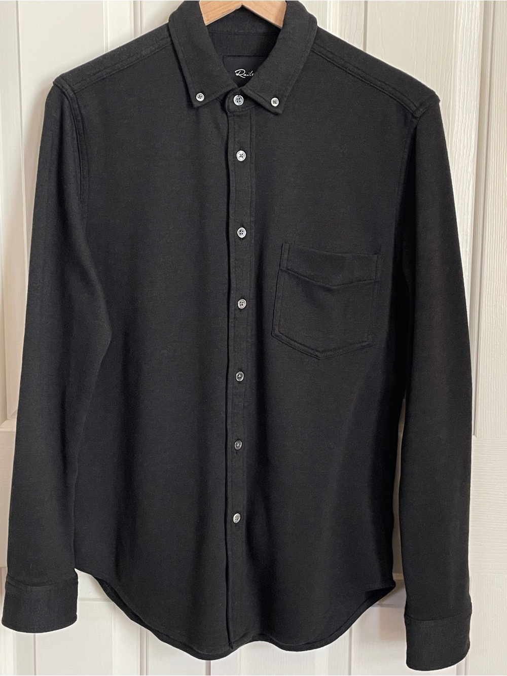 Rails Berkeley Brushed Knit Button Down Shirt Men’s Small, Washed Black